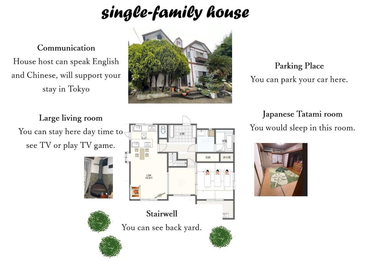 Tatami Room & Living Room Equipped With Multinational Tv And Fire, Bbq Corner In Tokyo Downtown House Exteriör bild